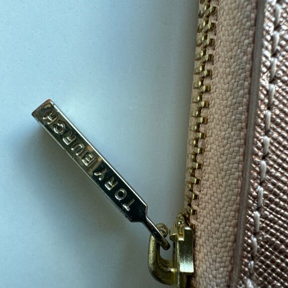 Tory Burch Robinson Continental Large Accordion Zip Wallet Rose Gold Shiny - Picture 4 of 14